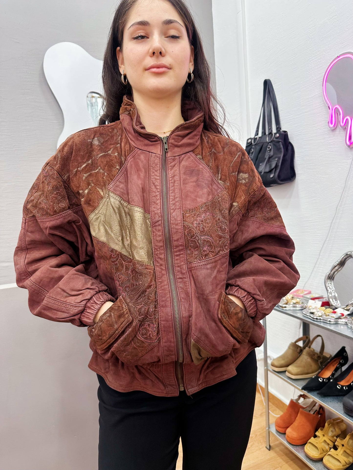Vintage patchwork bomber jacket