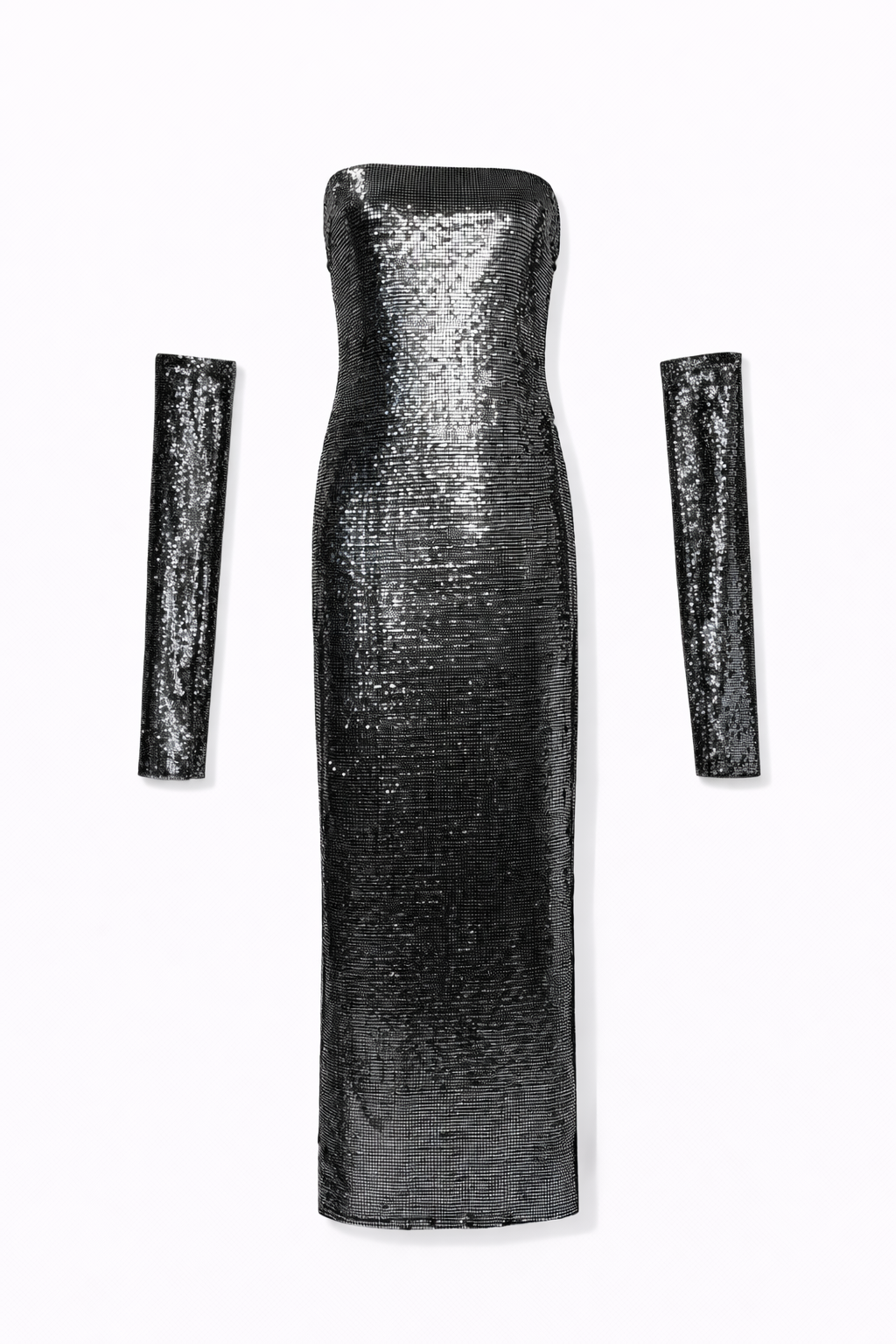 Silver sparkly dress wish removable sleeves