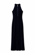 Deep blue velvet dress