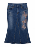 Mermaid line vintage embroidered skirt