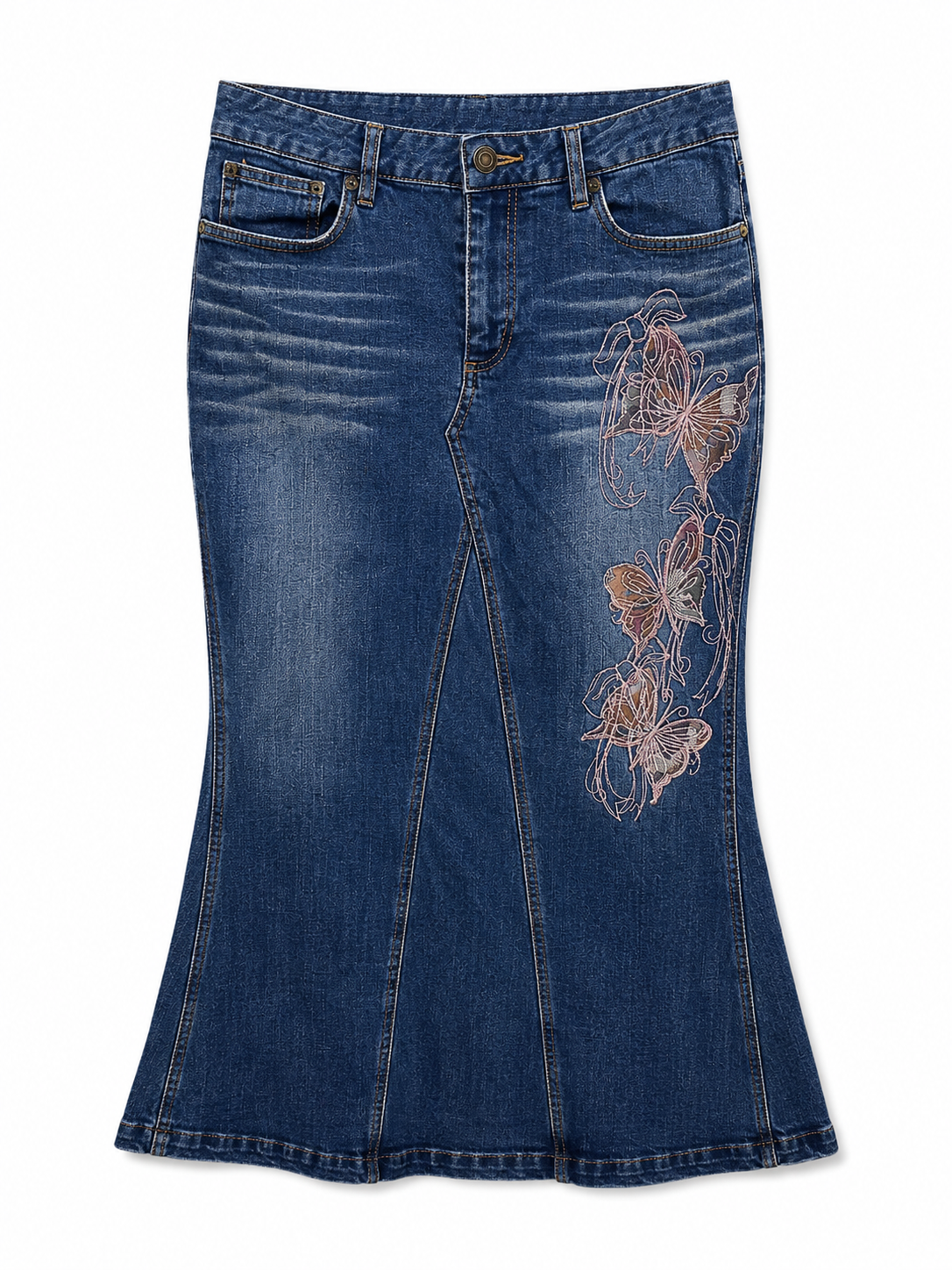 Mermaid line vintage embroidered skirt