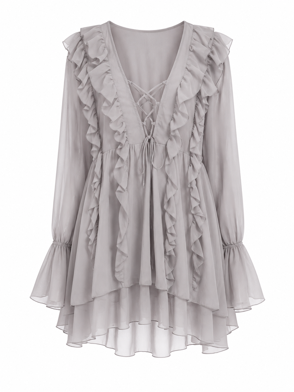 Mini semi see through ruffle dress