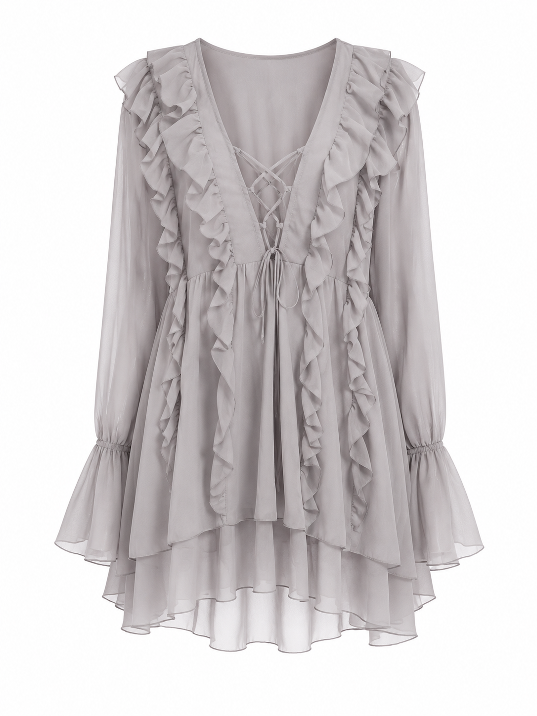 Mini semi see through ruffle dress