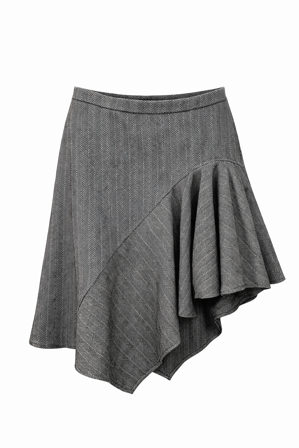 Asymmetrical woolen skirt