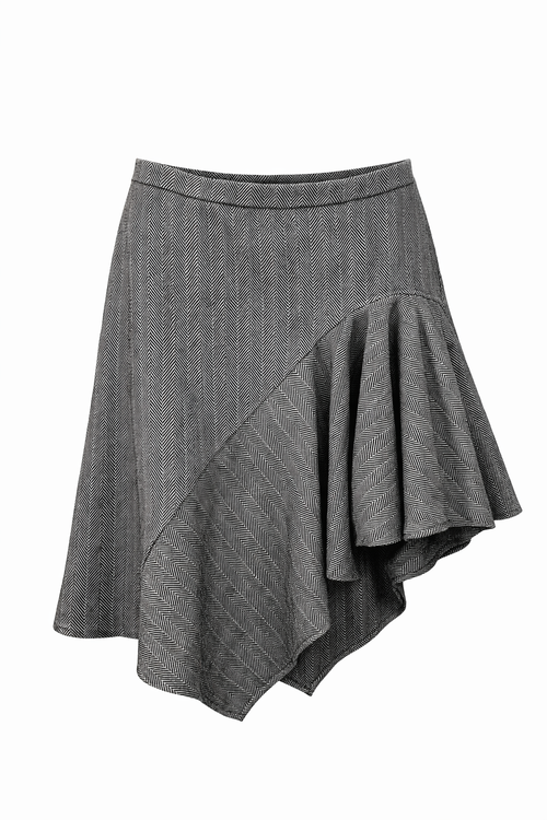 Asymmetrical woolen skirt