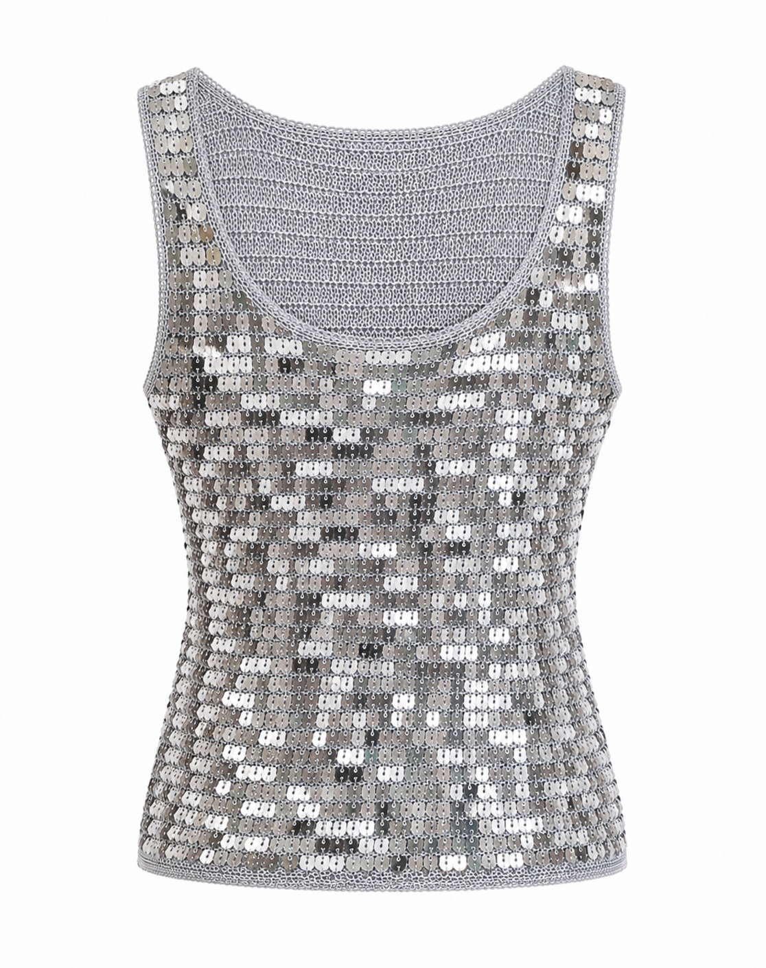 Silver crochet beaded top