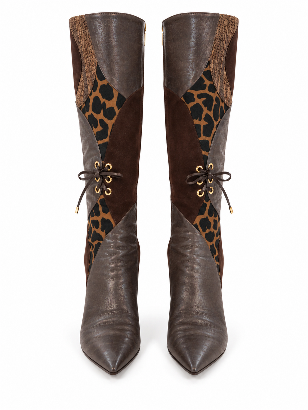 Vintage leather patchwork boots