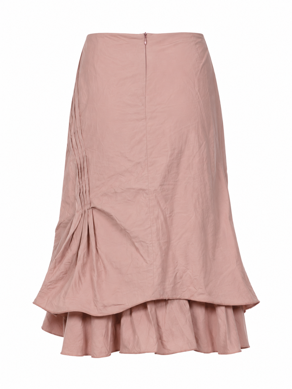 Taffeta ruched midi skirt