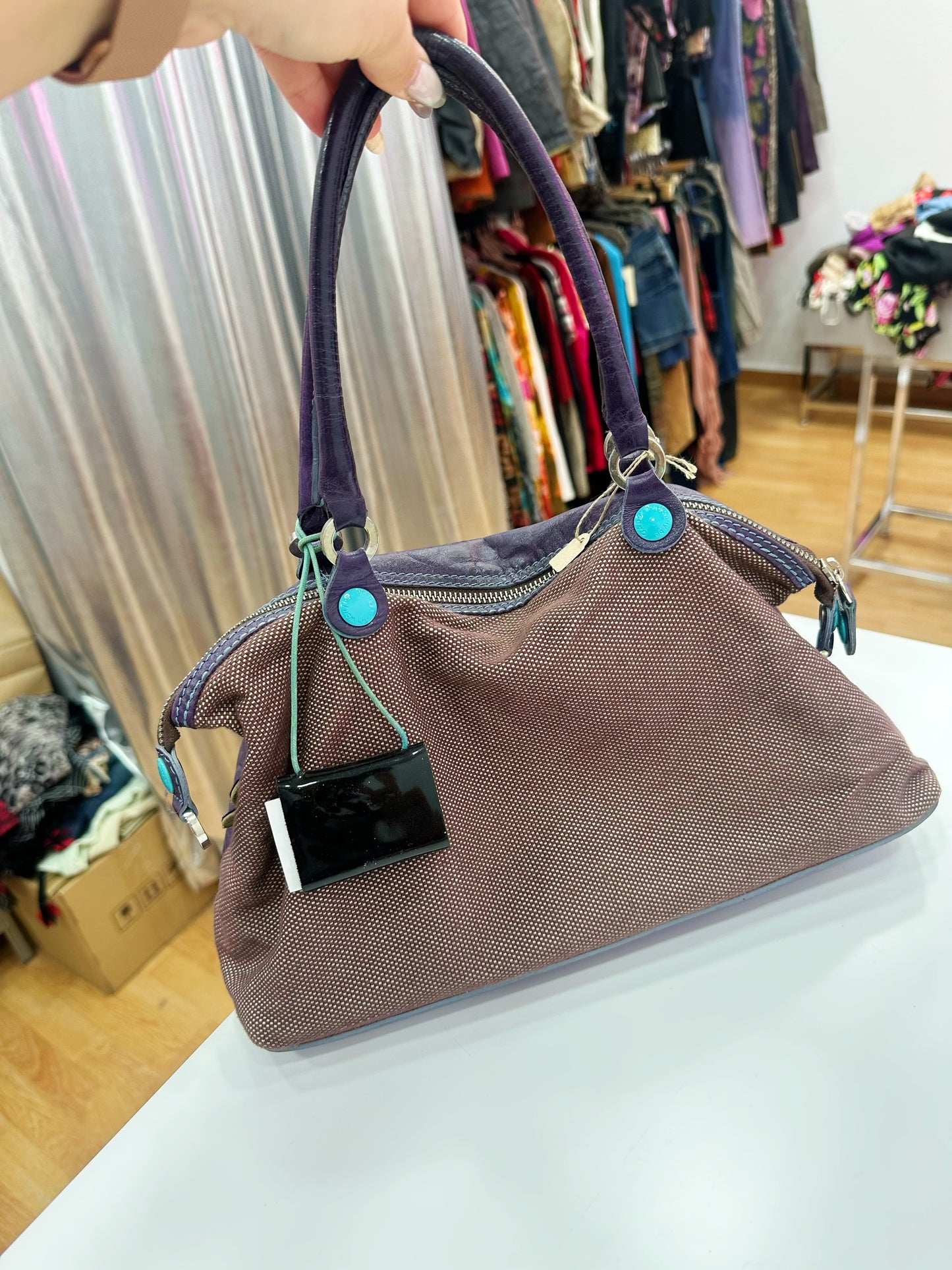 Leather & cloth baguette