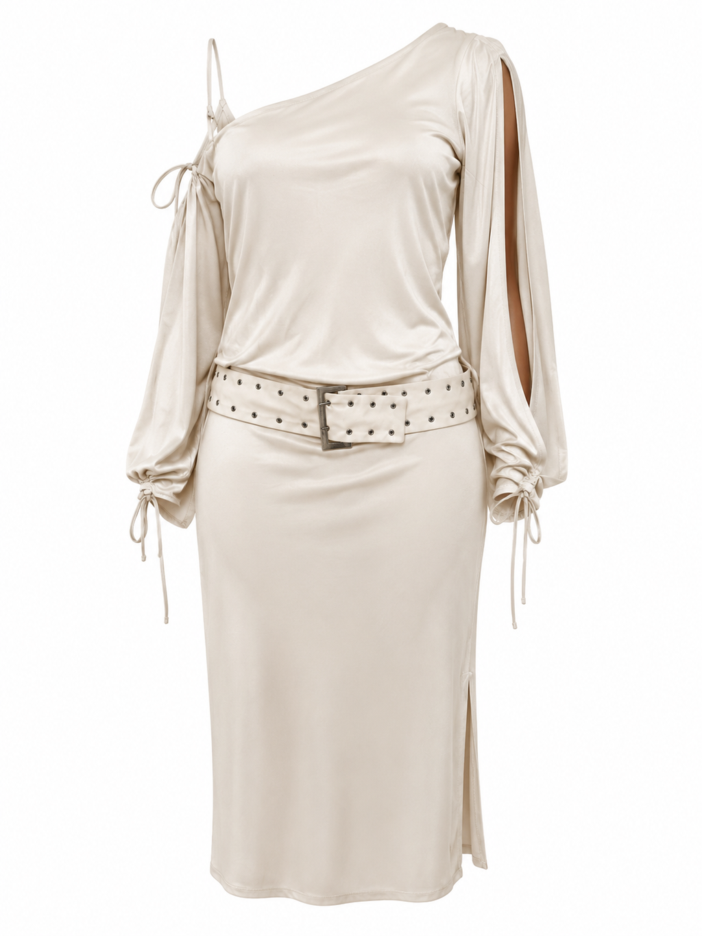 Cinema asymmetrical belted  dress
