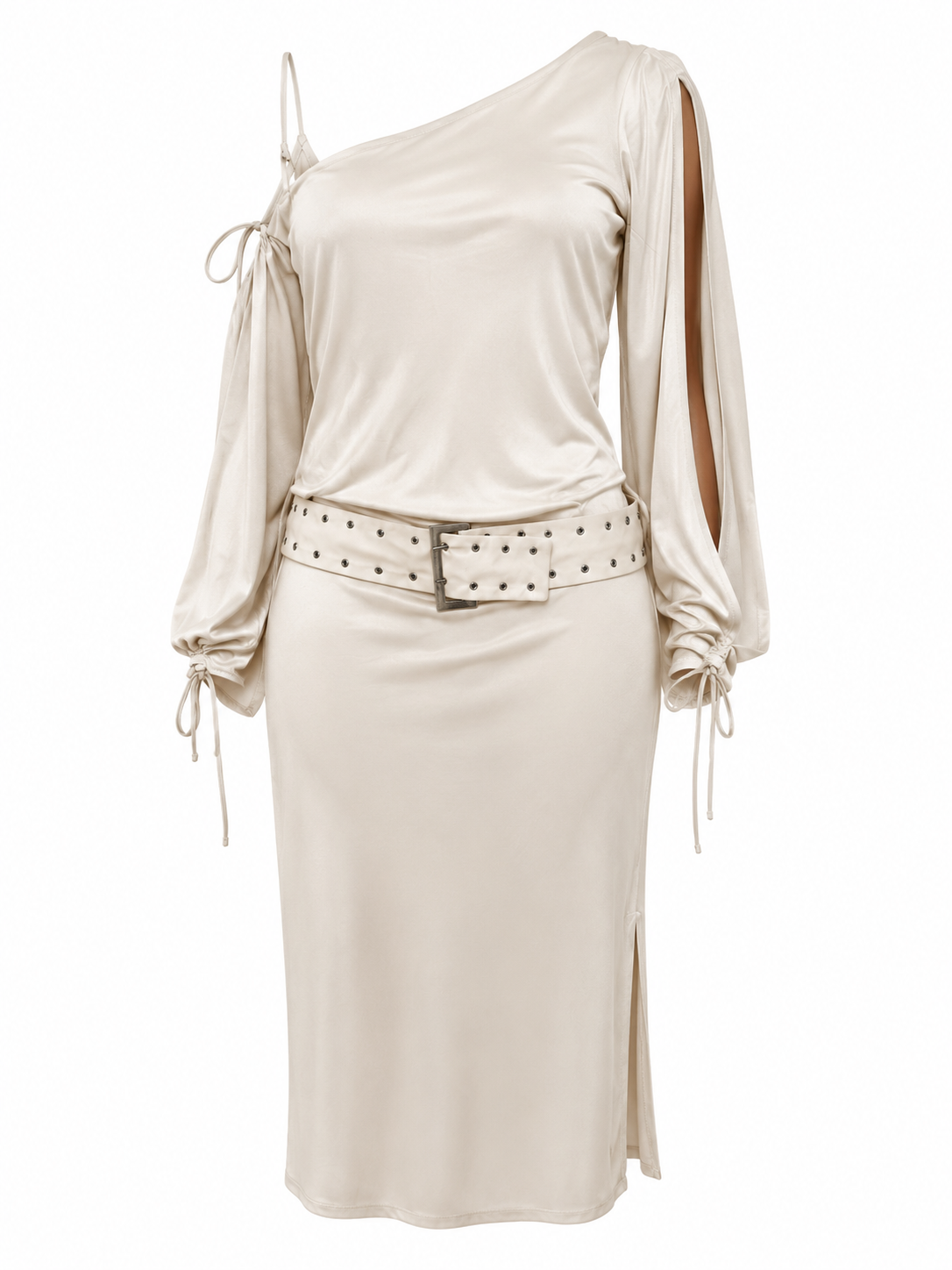 Cinema asymmetrical belted  dress