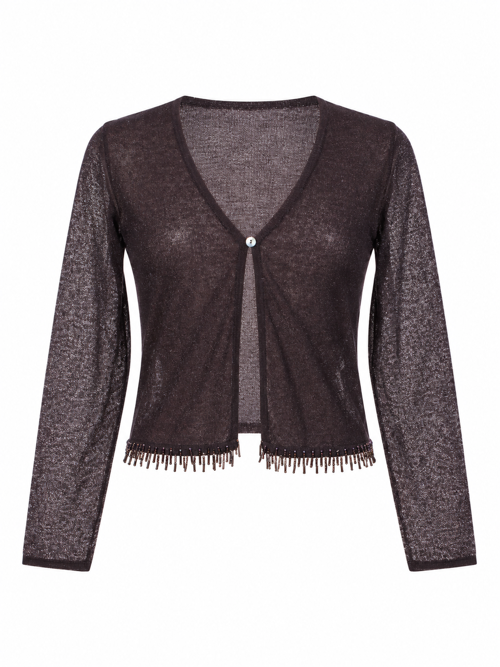 Mesh cardigan with small beaded endings