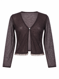 Mesh cardigan with small beaded endings
