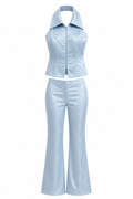 Satin jacquard two piece set
