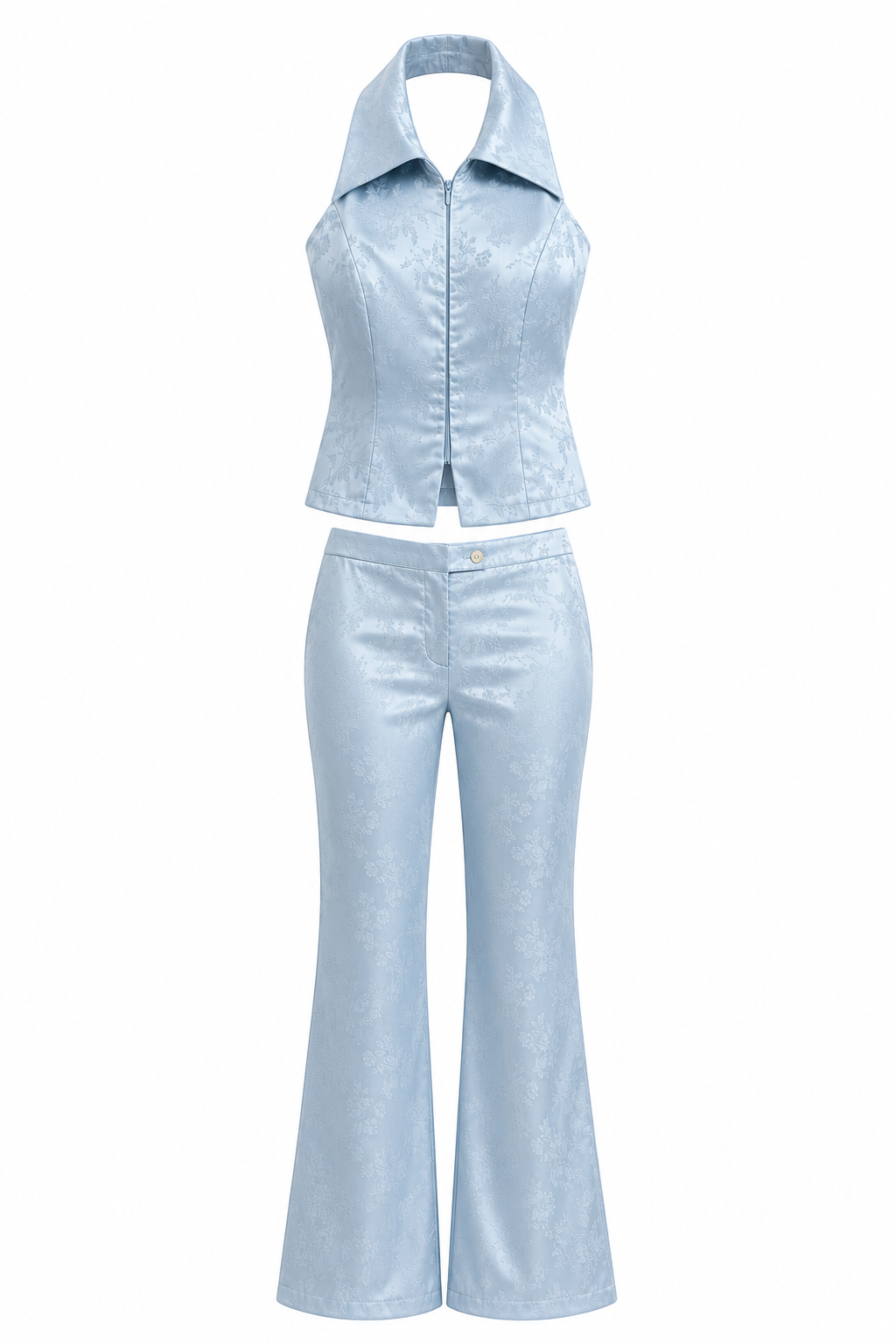 Satin jacquard two piece set