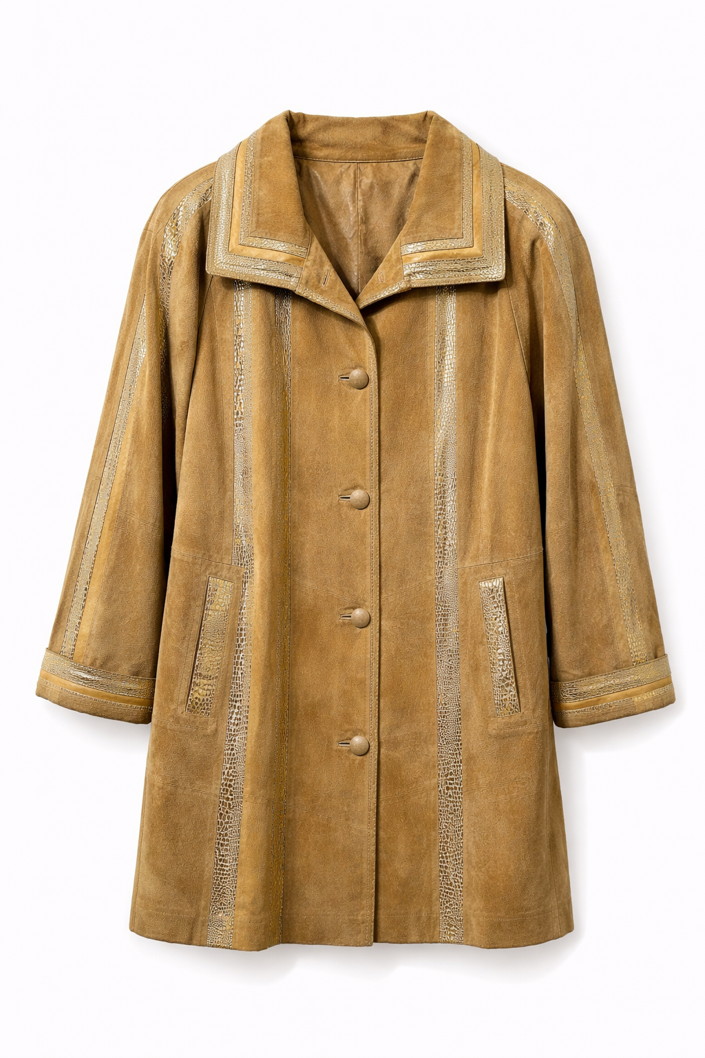 Real leather suede patchwork jacket