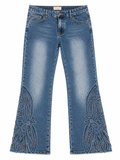 Deadstock jeans with rhinestones & lace detail
