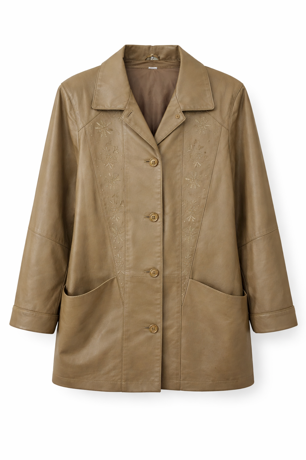 Embroidered leather jacket