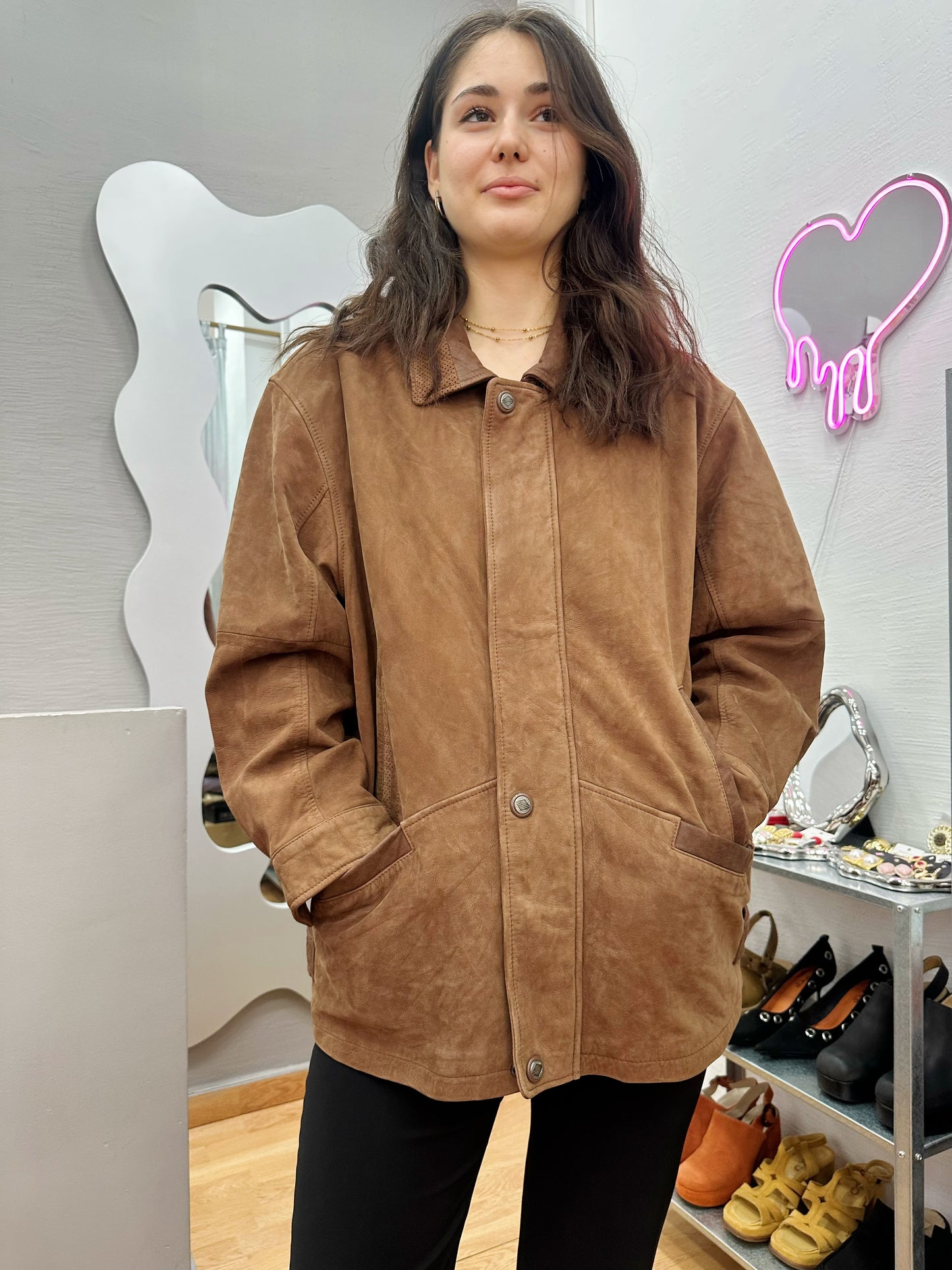 Oversized leather jacket