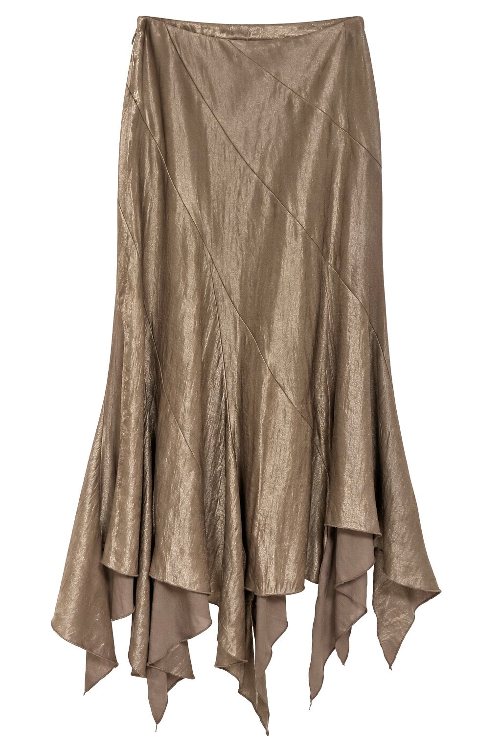 Metallic asymmetrical skirt