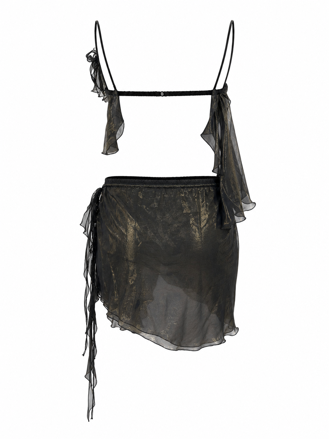 Cinema wet look super mini skirt set