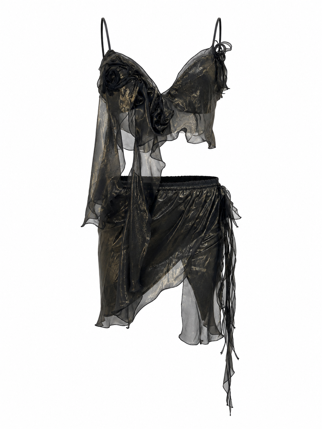 Cinema wet look super mini skirt set