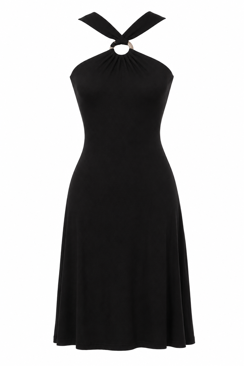 Mini black dress with metallic hoop