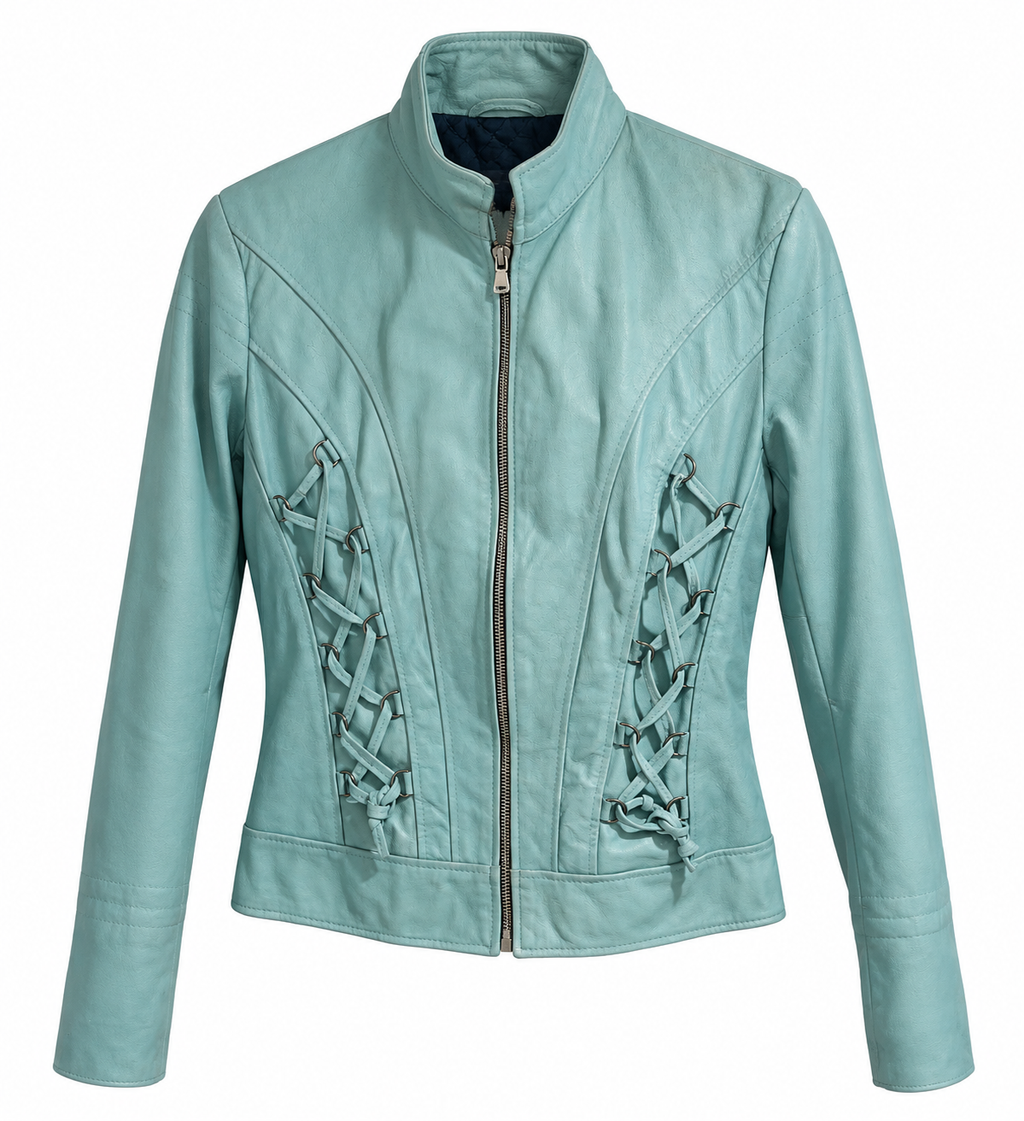Corset effect real leather jacket