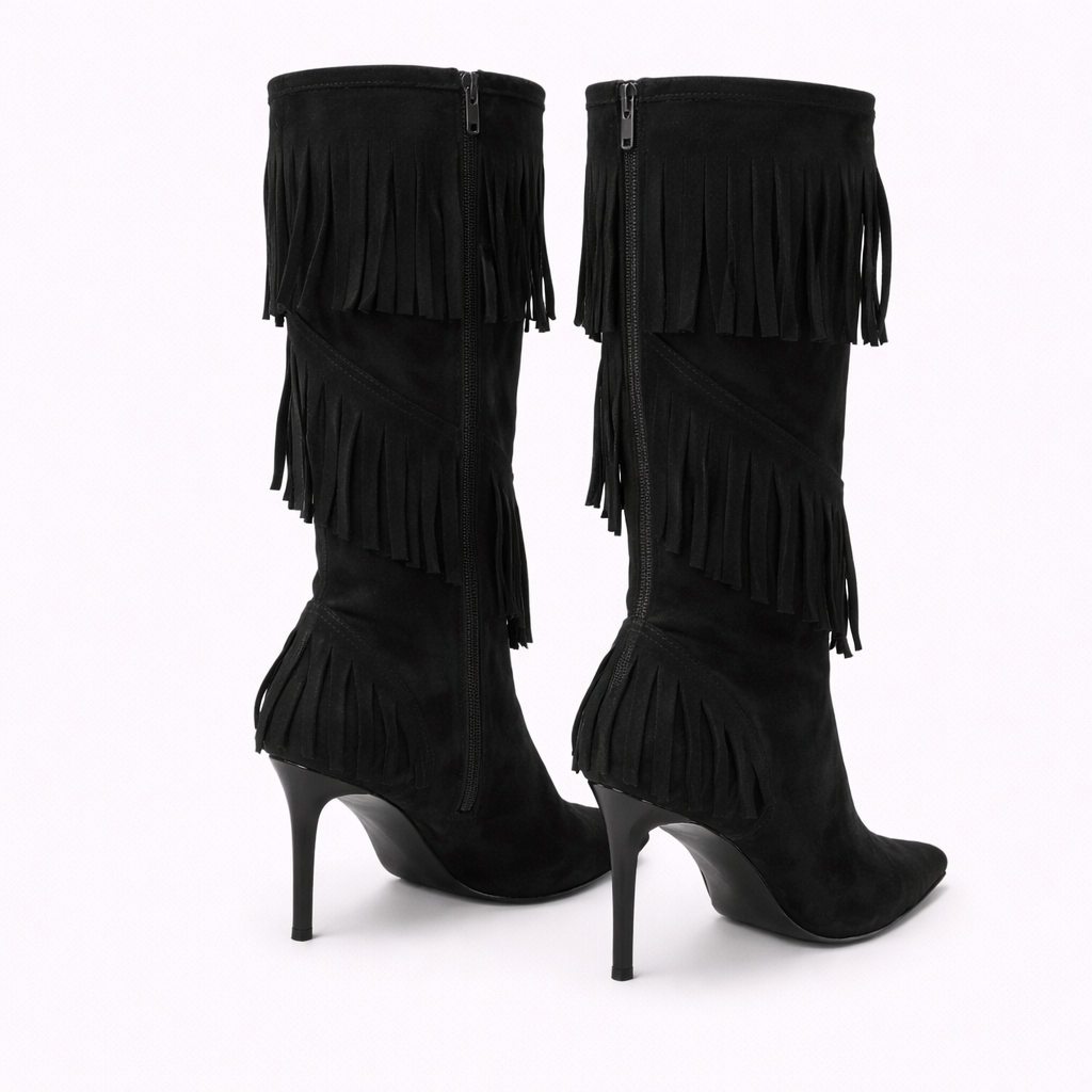 Real leather suede heeled boots