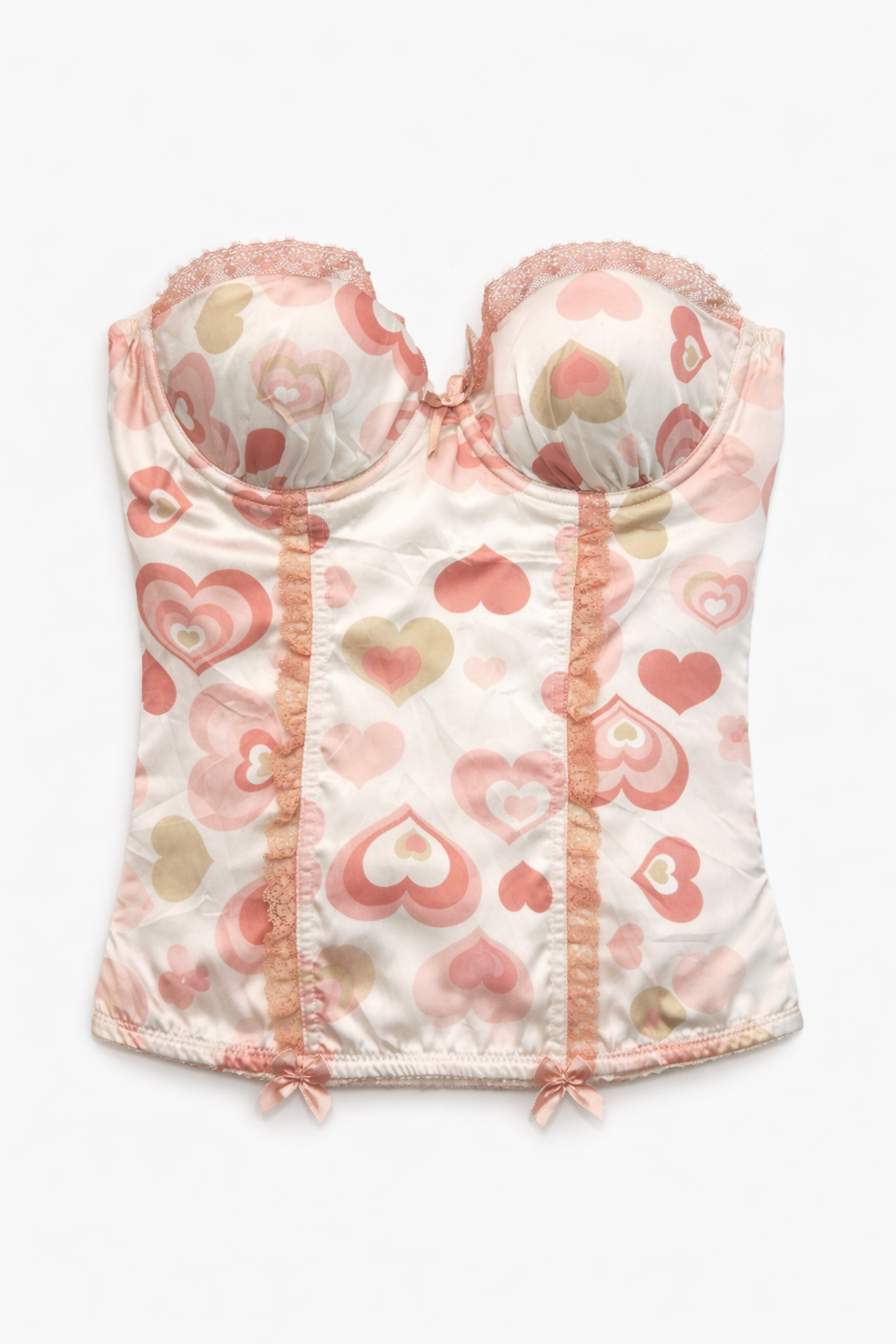 Cute satin corset with heart prints