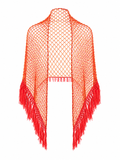 Hand beaded crochet shawl