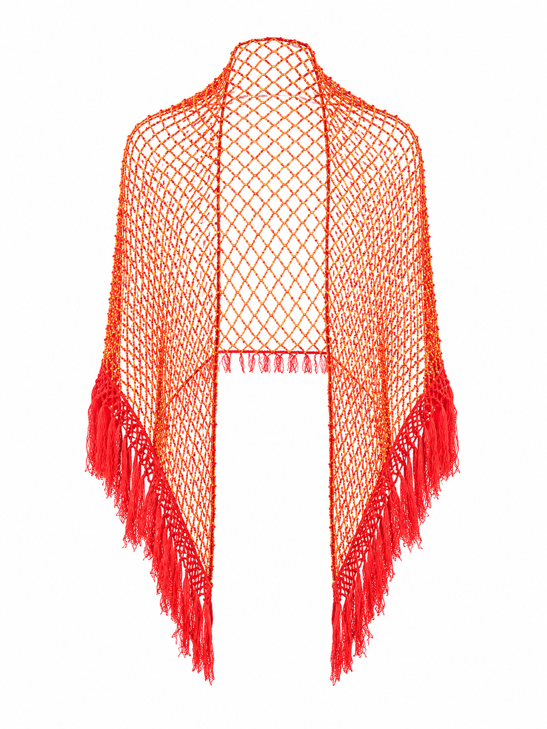 Hand beaded crochet shawl