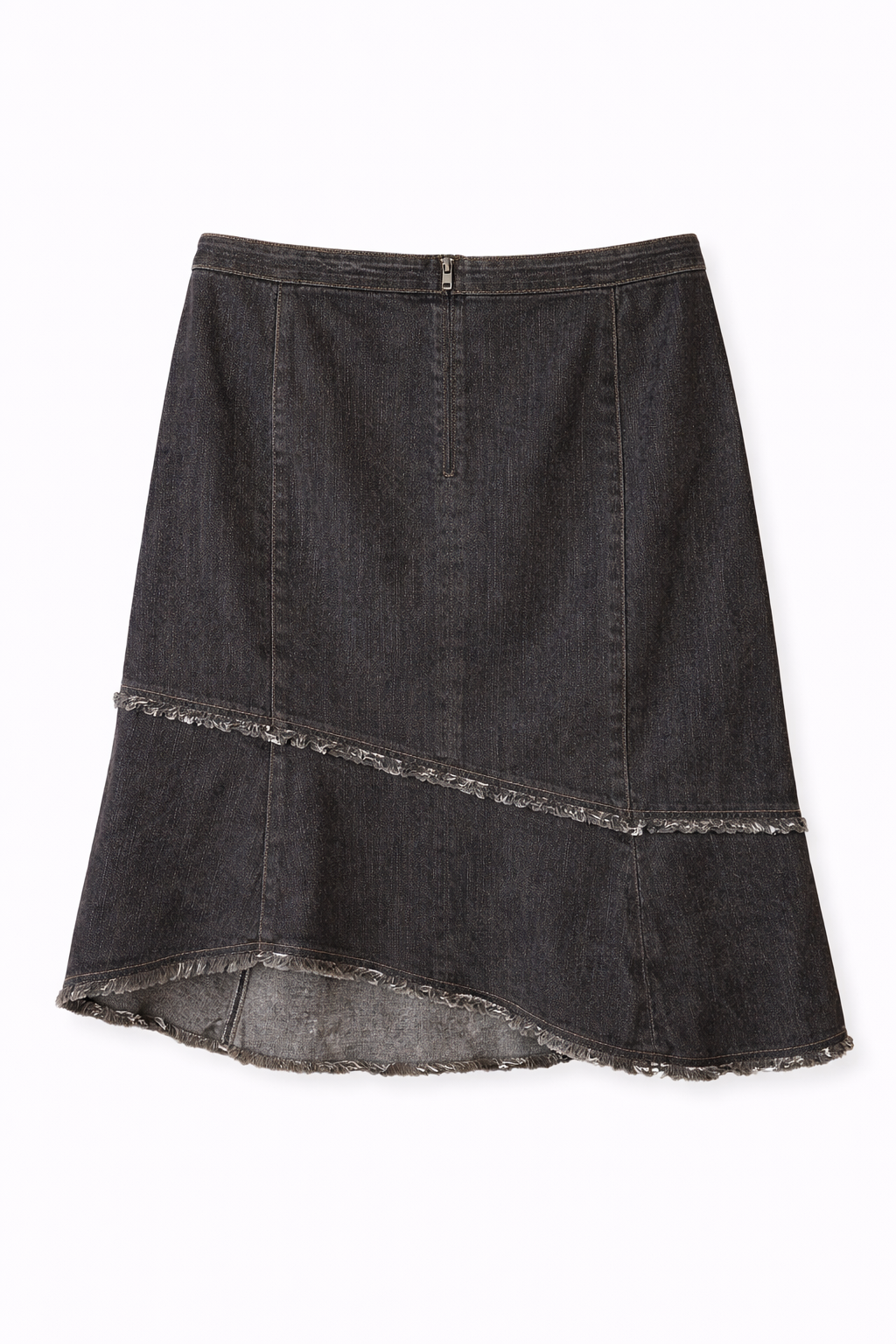 Midi asymmetrical denim skirt
