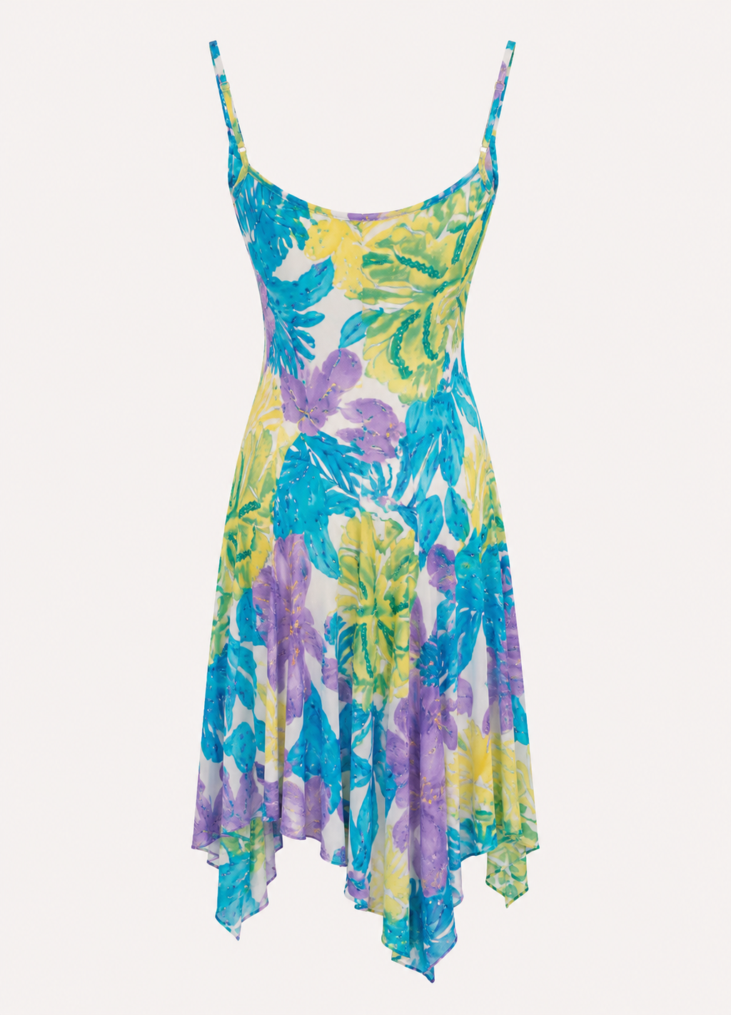 Silk midi asymmetrical dress with beadings