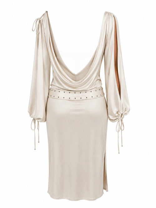 Cinema asymmetrical belted  dress