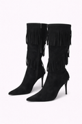 Real leather suede heeled boots
