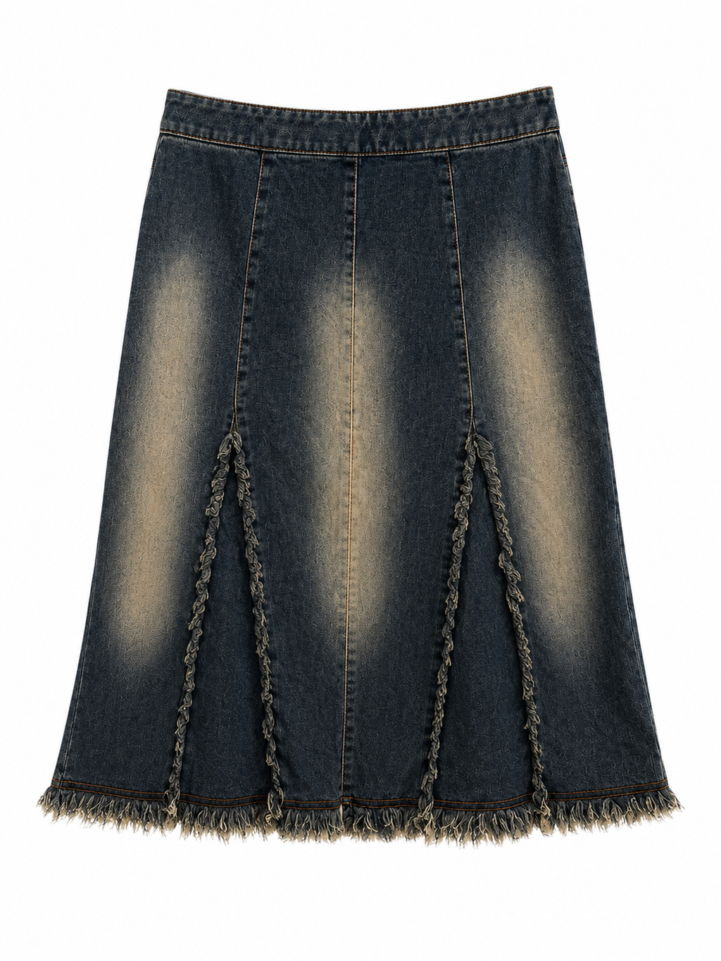 Denim midi skirt with lace patchwork