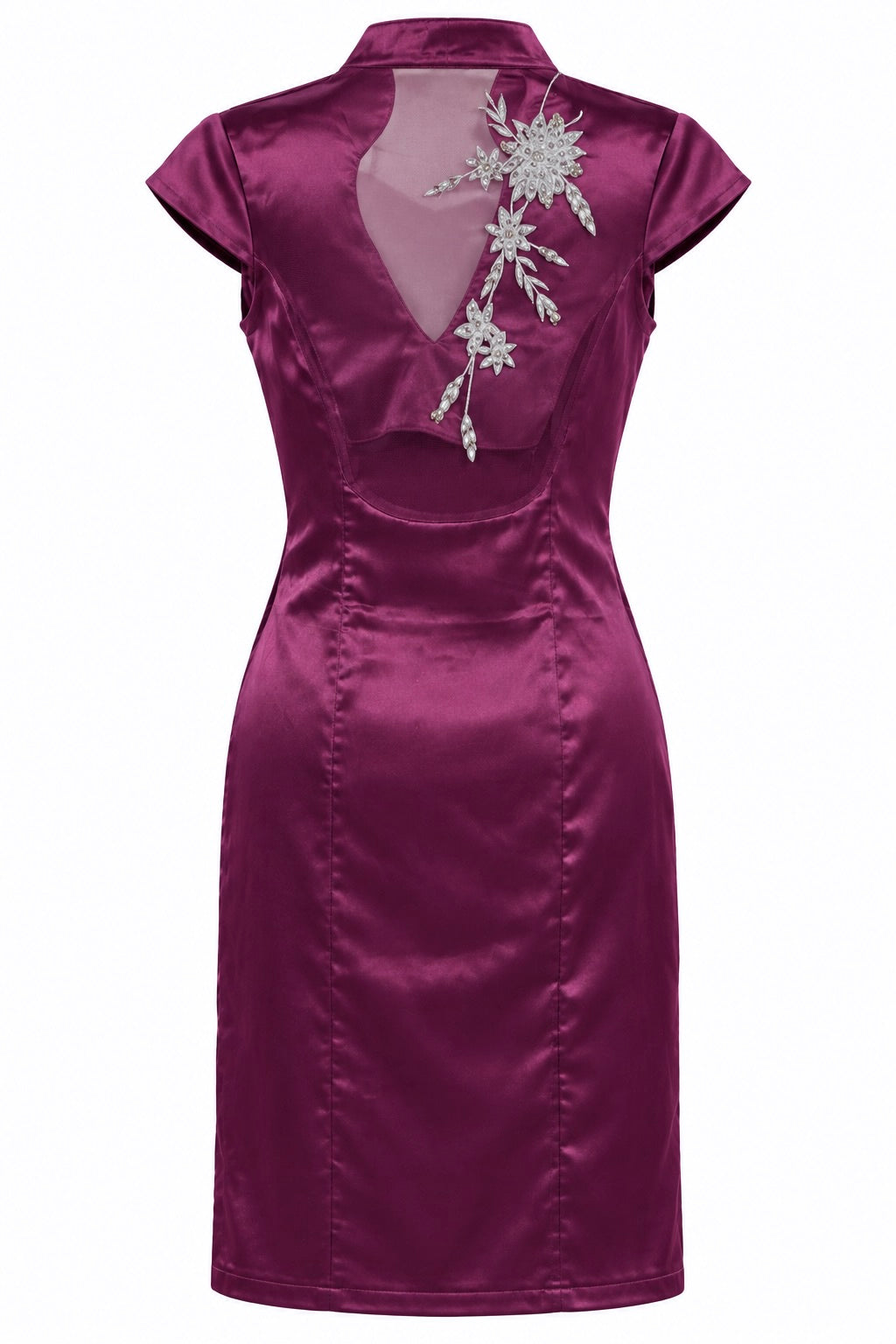 Vintage satin embroidered quipao dress