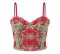 Victoria's Secret Red Embroidered Illuminating Blooms Corset Bra Top