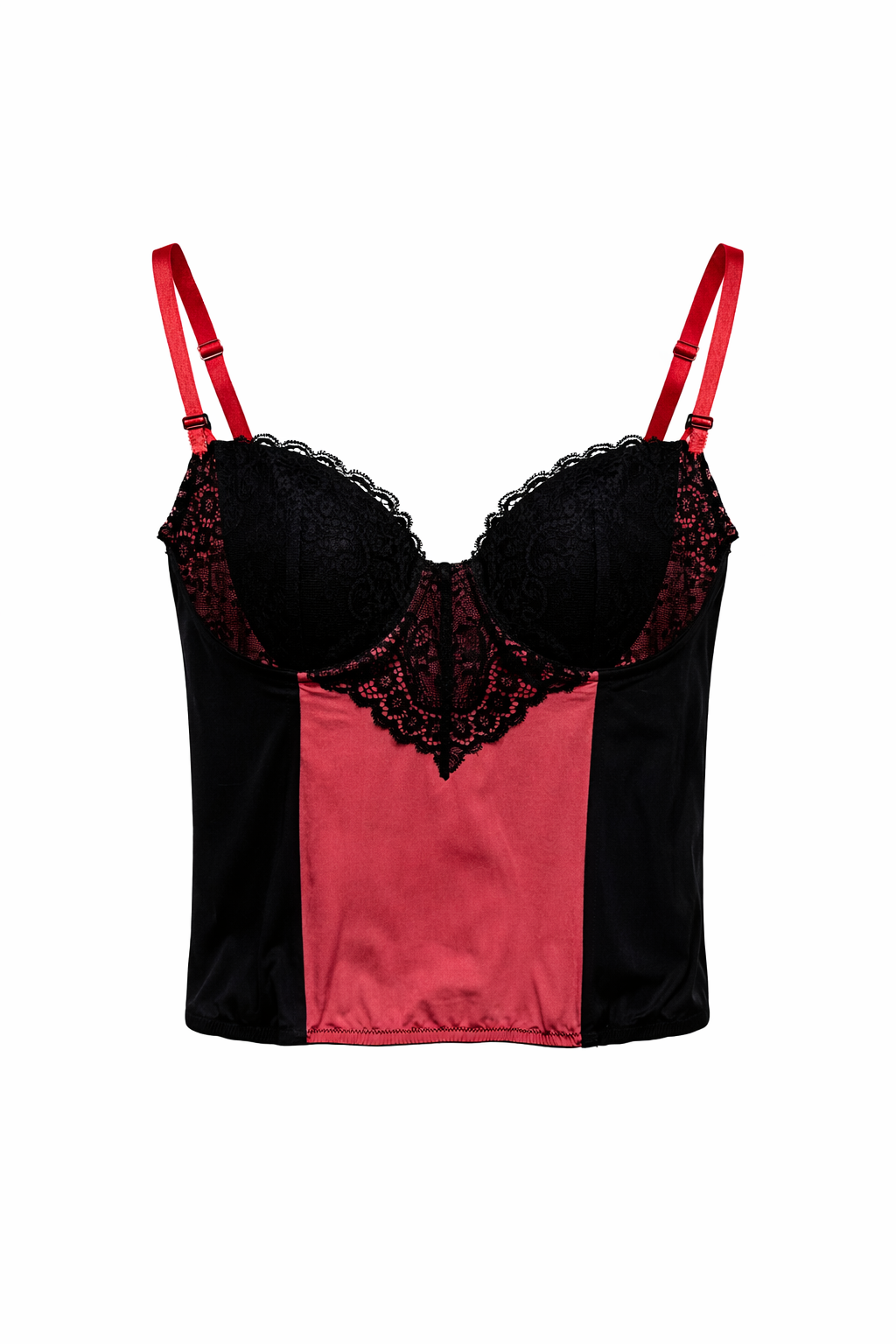 Vintage coral pink corset with black lace