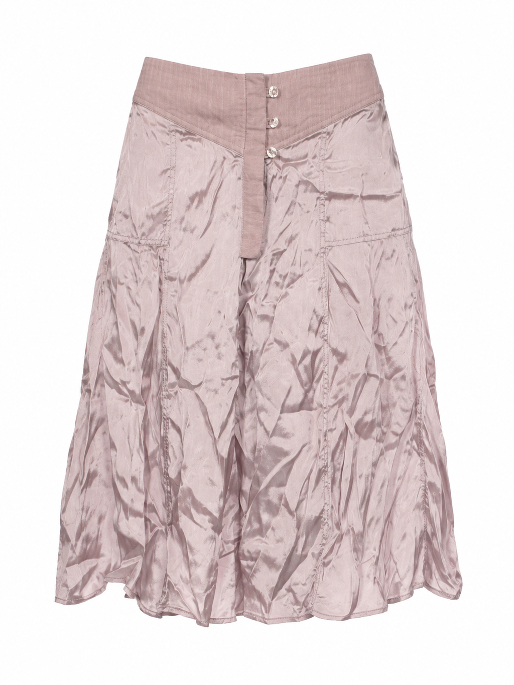 Shiny cracked satin midi skirt