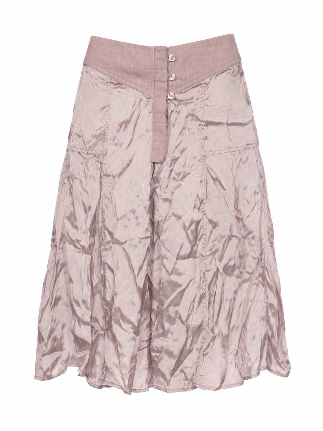 Shiny cracked satin midi skirt