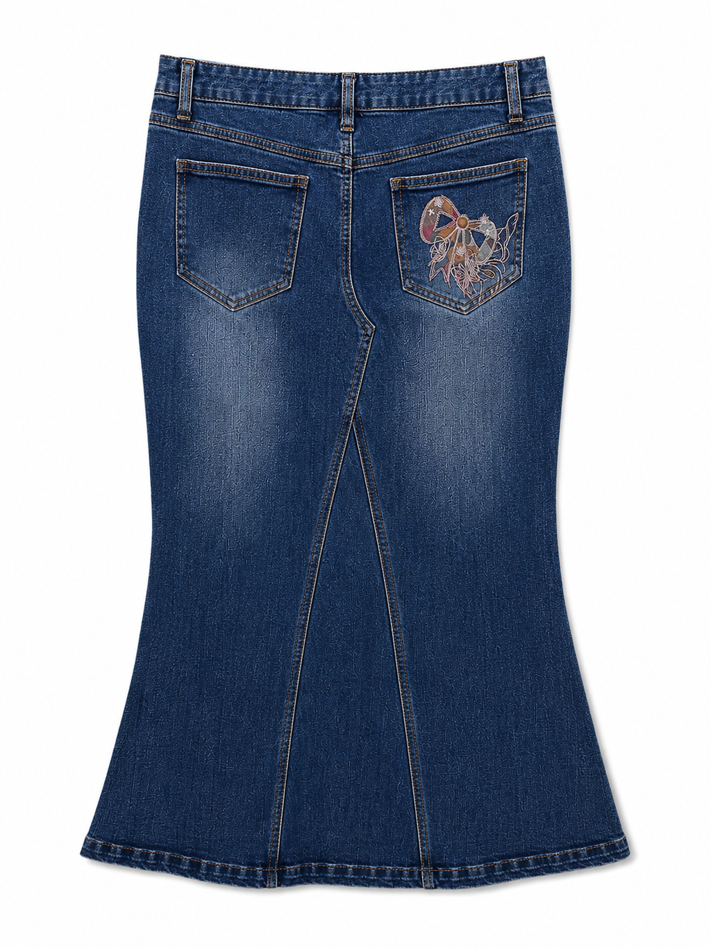 Mermaid line vintage embroidered skirt