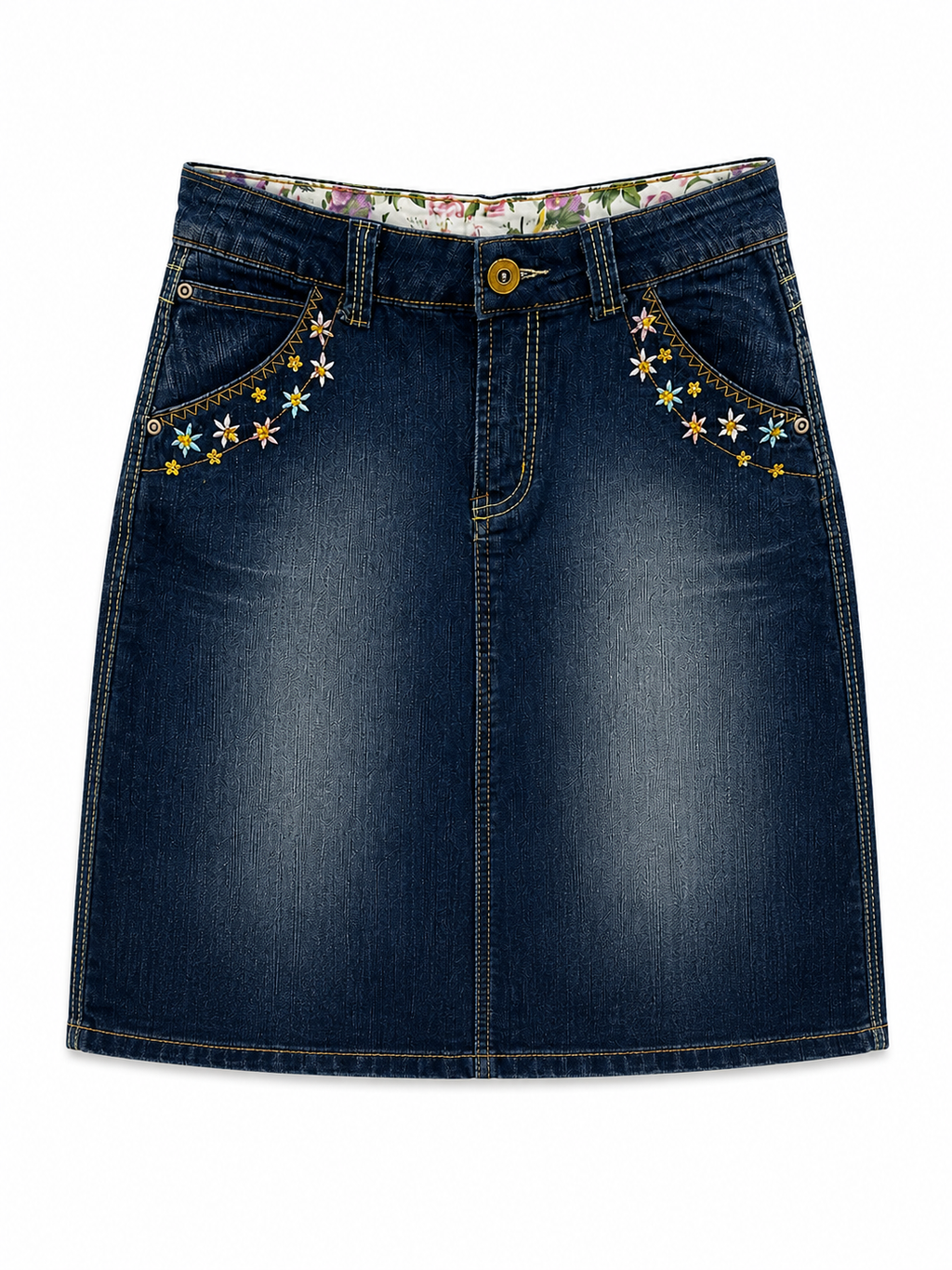 Vintage denim embroidered skirt