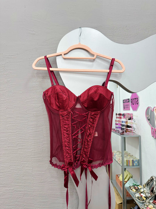 Vintage satin & mesh corset