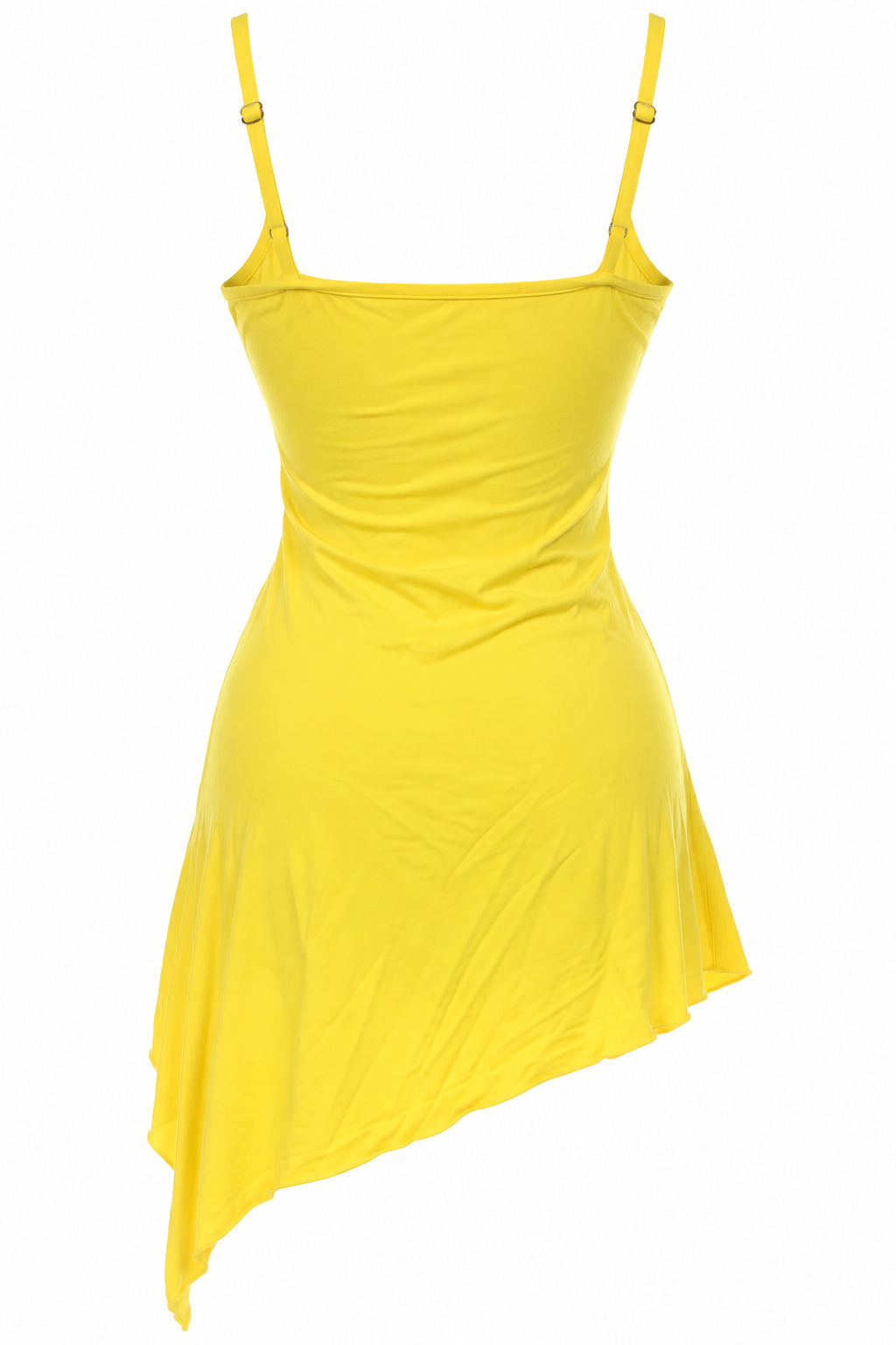 Asymmetrical mini yellow beaded dress
