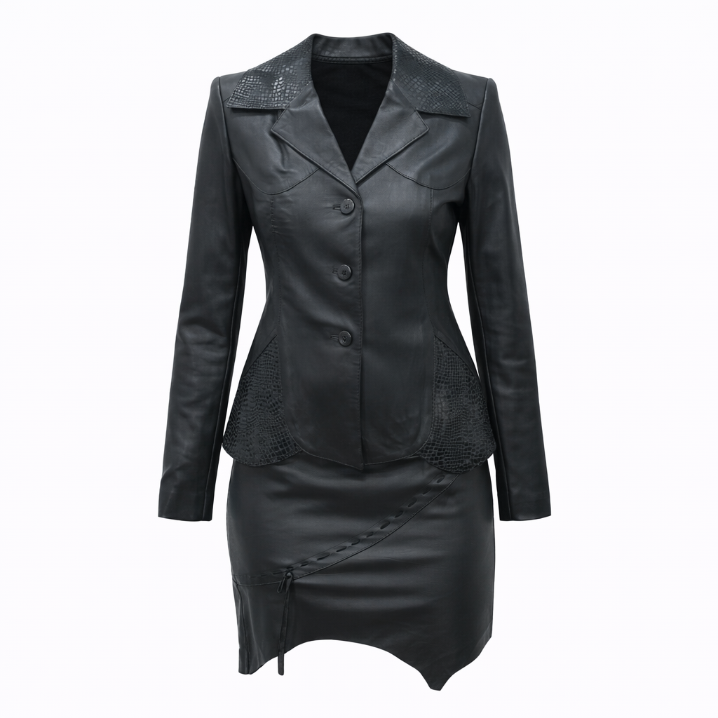 Real leather two piece set