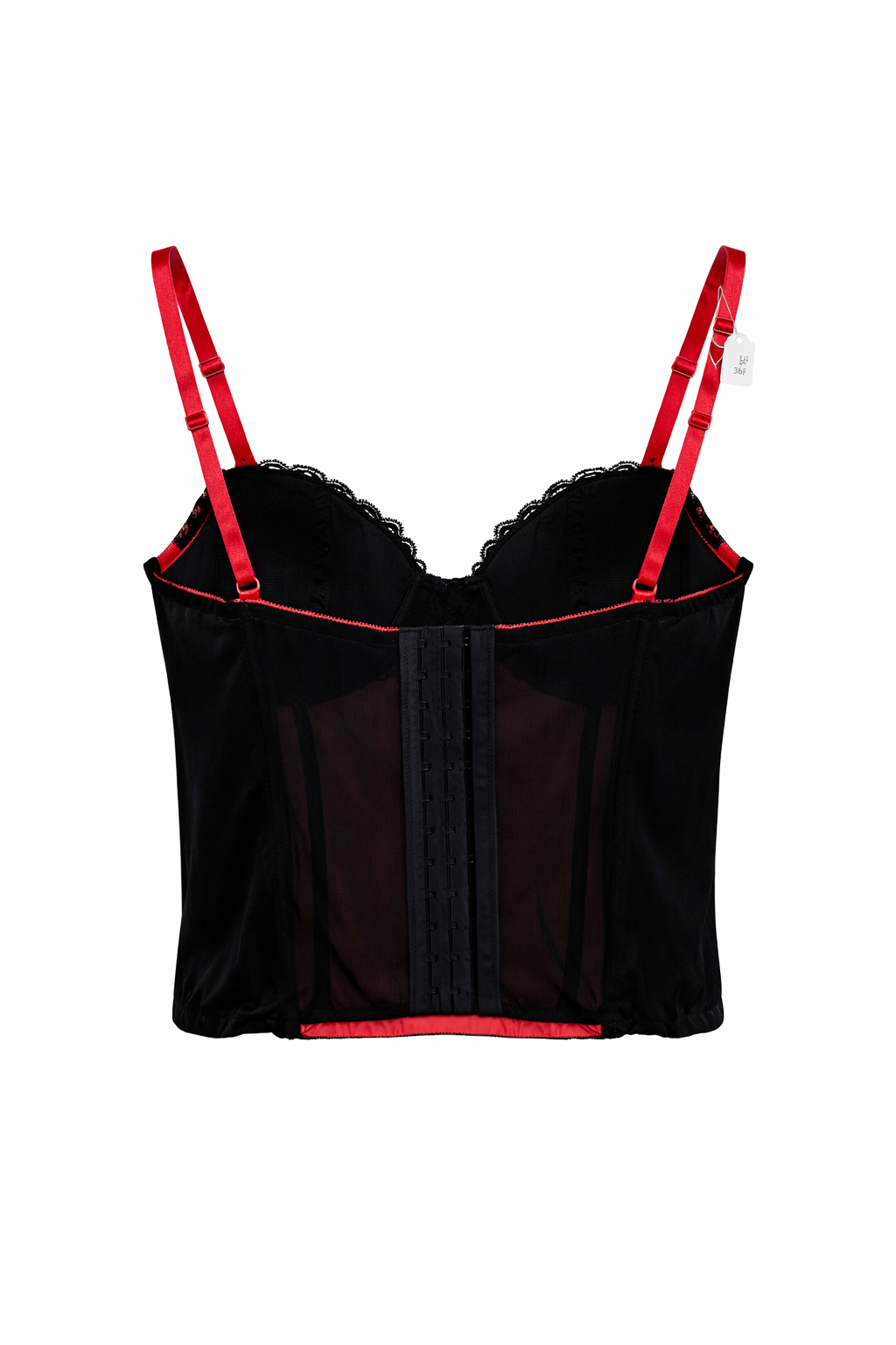 Vintage coral pink corset with black lace