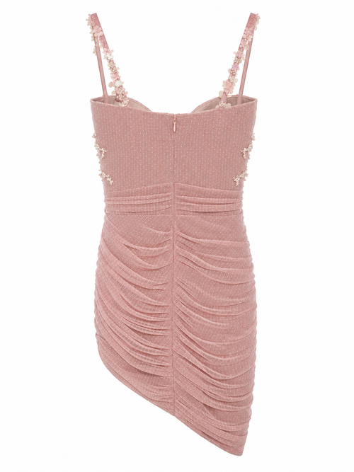 Cinema lace corset dress with heavy flower beading