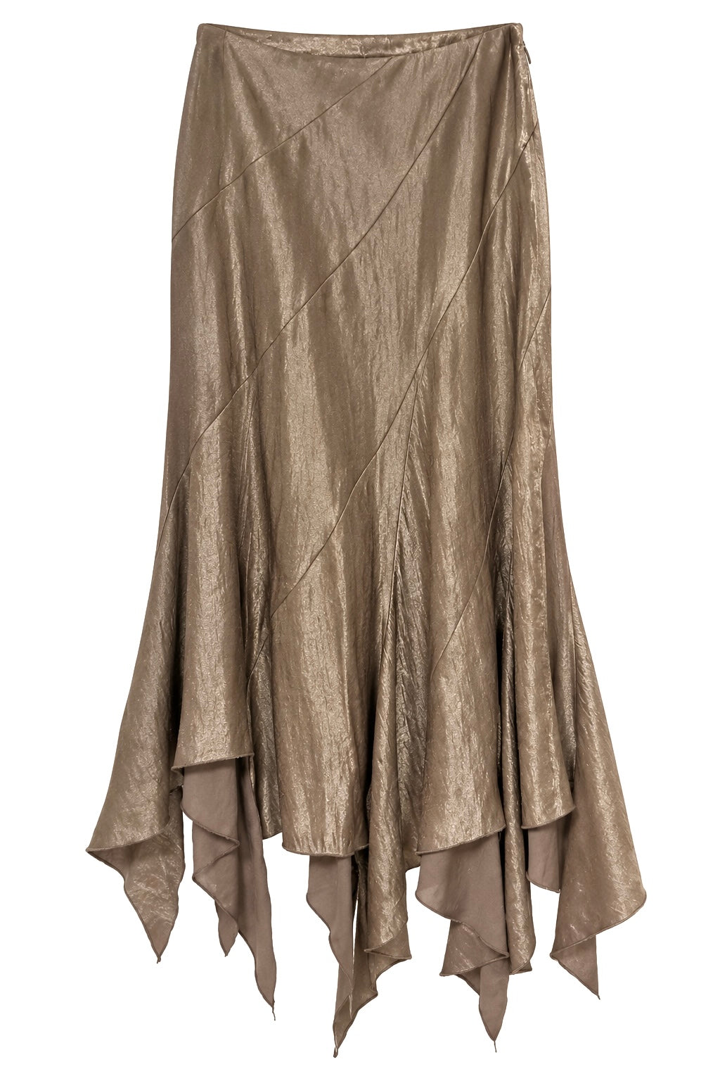 Metallic asymmetrical skirt